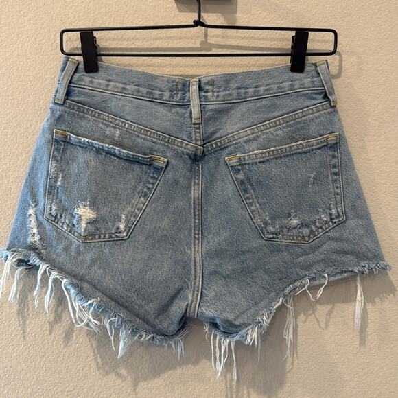 Agolde Button Fly Parker Distressed Denim Jean Shorts Size 24 Waist - Picture 6 of 8